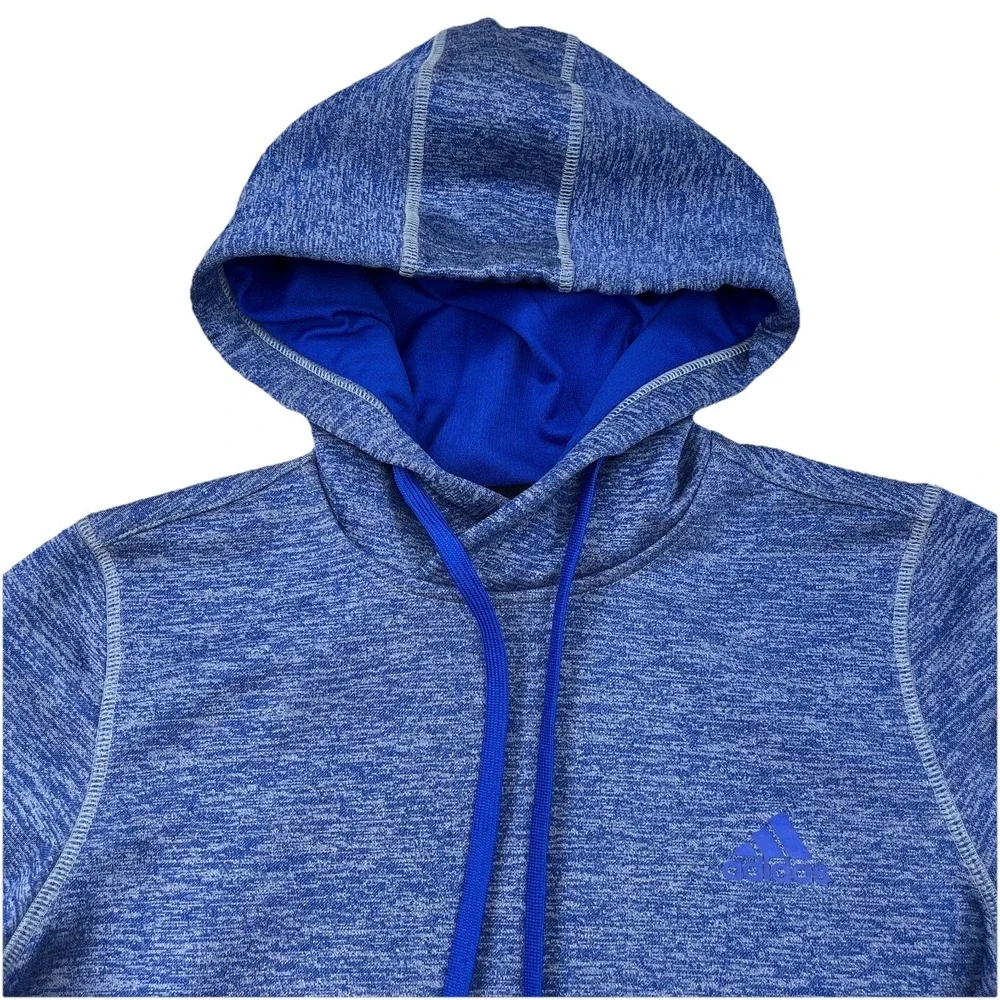 Adidas Hoodie Men Small Blue Sweatshirt Sweater Performance Active Heather Plain